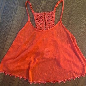 NWT deep red tank lace back adjustable straps